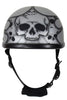 Motorcycle Riding Eagle Matt Silver burning skull graphic design Helmet not DOT