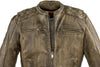 Men's motorcycle distressed brn leather jacket with 2 Gun pockets inside