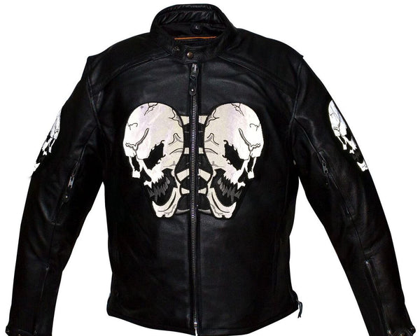 Open Road Men's Reflective Skull Textile Motorcycle Jacket
