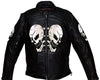 Men's Motorcycle Front Back Reflective Skull Leather jacket