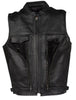 MENS LEATHER MOTORCYCLE VEST WITH 2 FRONT PISTOL PETE GUN POCKETS