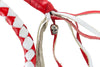 Motorcycle 42" Red & White Braided Biker old school get back Leather whip