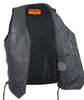 Men's Motorcycle Blk Classic Side lace plain leather vest with 2 Gun pockets