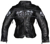 Women's Motorcycle Skull Scooter Leather jacket W/2 Gun Pockets inside
