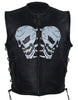 Men's Motorcycle Reflective Skull Leather blk vest w/2 gun pockets
