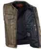 Men's Motorcycle Son of Anarcy Distressed Brn Collarless Leather vest
