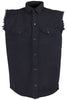 Men's Motorcycle Blk Cotton Cut off Frayed Sleeveless Shirt