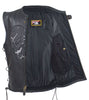 Men's Motorcycle Reflective Skull Leather blk vest w/2 gun pockets
