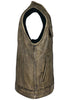 Men's Motorcycle Son of Anarcy Distressed Brn Collarless Leather vest
