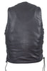 Men's Motorcycle Blk Classic Side lace plain leather vest with 2 Gun pockets