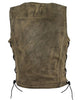 WOMEN'S MOTORCYCLE 7 POCKET DISTRESSED LEATHER VEST W/2 GUN POCKETS.