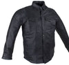 Men's Blk Motorcycle Leather Shirt with 2 chest pockets