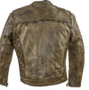 Men's motorcycle distressed brn leather jacket with 2 Gun pockets inside