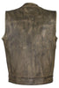 Men's Motorcycle Son of Anarcy Distressed Brn Collarless Leather vest