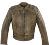 Men's motorcycle distressed brn leather jacket with 2 Gun pockets inside
