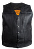 Men's Blk Motorcycle Club Leather vest with 2 Gun pockets