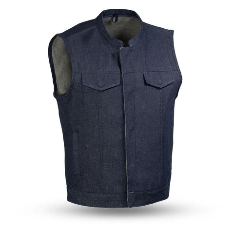 Mens Kershaw Style Unlined Raw Denim interior Concealed carry SOA vest 