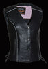 WOMEN'S MOTORCYCLE RIDING PINK LEATHER VEST W/ STUD & WINGS DETAILING SIDE LACE 