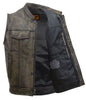 Men's Motorcycle Son of anarcy distressed leather vest with 2 Gun pockets 