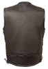 Mens Motorcycle Milwaukee updated collarless quilted shoulder cow leather vest 