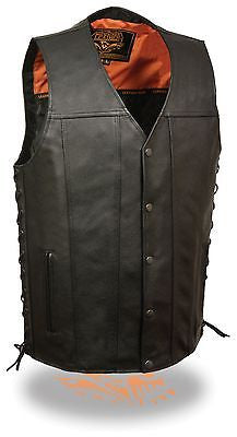 MEN'S MOTORCYCLE SIDE LACE VEST WITH 2 GUN POCKETS 