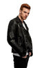 MEN'S CLASSIC OLD SCHOOL FASHION M/C SOFT REAL LEATHER JACKET W/4 SIDE BUCKLES 