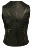 WOMEN'S MOTORCYCLE SEXY RIDING BLACK LEATHER VEST W/ STUDS AND CENTER ZIPPER 