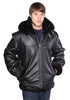 MEN'S BOMER FUR LINNING REALLEATHER JACKET WITH REMOVABLE HOOD VERY SOFT LEATHER 