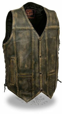 Leather biker vest 2025 with gun pockets