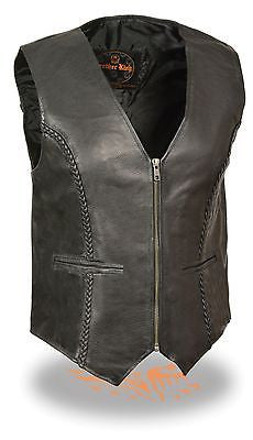 MOTORCYCLE LAMB SKIN  BRAIDED LADIES LEATHER VEST GREAT QUALITY VERY SOFT NEW 