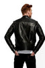 MEN'S CLASSIC OLD SCHOOL FASHION M/C SOFT REAL LEATHER JACKET W/4 SIDE BUCKLES 