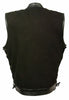 MEN'S SON OF ANARCHY BLK DENIM MOTORCYCLE VEST WITH LEATHER TRIM AND LACE SIDE 