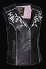 WOMEN'S MOTORCYCLE RIDING PINK LEATHER VEST W/REFLECTIVE TRIBAL DESIGN & PIPING 