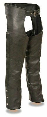 MEN'S MOTORYCLE RIDERS FULLY LINED CLASSIC BASIC CHAP REAL LEATHER 