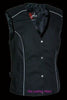 WOMEN'S MOTORCYCLE RIDING BLACK TEXTILE VEST W/ STUD & WINGS DETAILING 