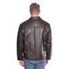 MEN'S ZIPPER BRN LEATHER JACKET WITH TWO EXTERIOR POCKETS WITH ZIPOUT LINING 