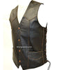 Men's Motorcycle Side Lace Blk leather vest with Skull & Wings back embossed 