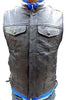 MEN'S ANARCHY LEATHER MOTORCYCLE VEST 2 GUN POCKETS WITH SIDE LACES NAKED 