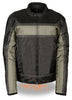 MEN'S MOTORCYCLE RACER GREY TEXTILE JACKET WITH REFLECTIVE STRIPES WITH ARMOUR 