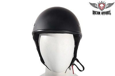black half shell motorcycle helmet MOTORCYCLE FLAT BLACK DOT APPROVED HALF HELMET RETENTION STRAPS W/D RI – Leather Place
