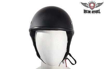 MOTORCYCLE FLAT BLACK DOT APPROVED HALF HELMET RETENTION STRAPS W/D RINGS NEW 