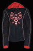 WOMEN'S MOTORCYCLE RIDING BLK/RED TEXTILE JACKET W/REFLECTIVE TRIBAL DETAIL 