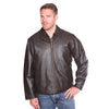 MEN'S ZIPPER BRN LEATHER JACKET WITH TWO EXTERIOR POCKETS WITH ZIPOUT LINING 