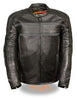 MEN'S REFLECTIVE MOTORCYCLE SCOOTER LEATHER JACKET 2 GUN POCKETS NAKED SKIN 