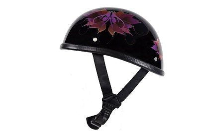 MOTORCYCLE SHINY DOT APPROVED BLK FINISH W/FAIRY & TRIBAL FLOWERS GRAPHIC HELMET 