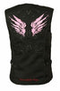 WOMEN'S MOTORCYCLE RIDING PINK TEXTILE VEST W/ STUD & WINGS DETAILING 