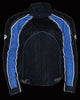 MEN'S MOTORCYCLE BLUE COMBO LEATHER/TEXTILE MESH RACER JACKET W/ARMOUR INSIDE 