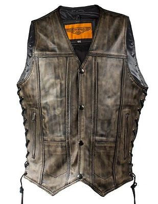 Lightweight leather sales motorcycle vest