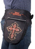 MOTORCYLE RIDING GENUINE LEATHER WAIST BAG WITH LEATHER CROSS BLING & STUDS 