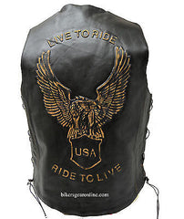 MEN'S MOTORCYCLE SIDE LACE RETRO BRN LIVE TO RIDE BACK EMBOSSED SINGLE PANEL